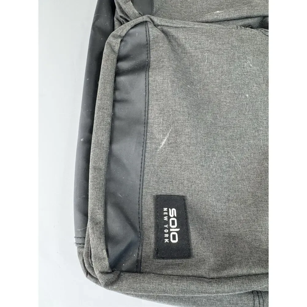 Solo New York Hybrid Briefcase Convertable Backpack Strap Messenger Bag Gray